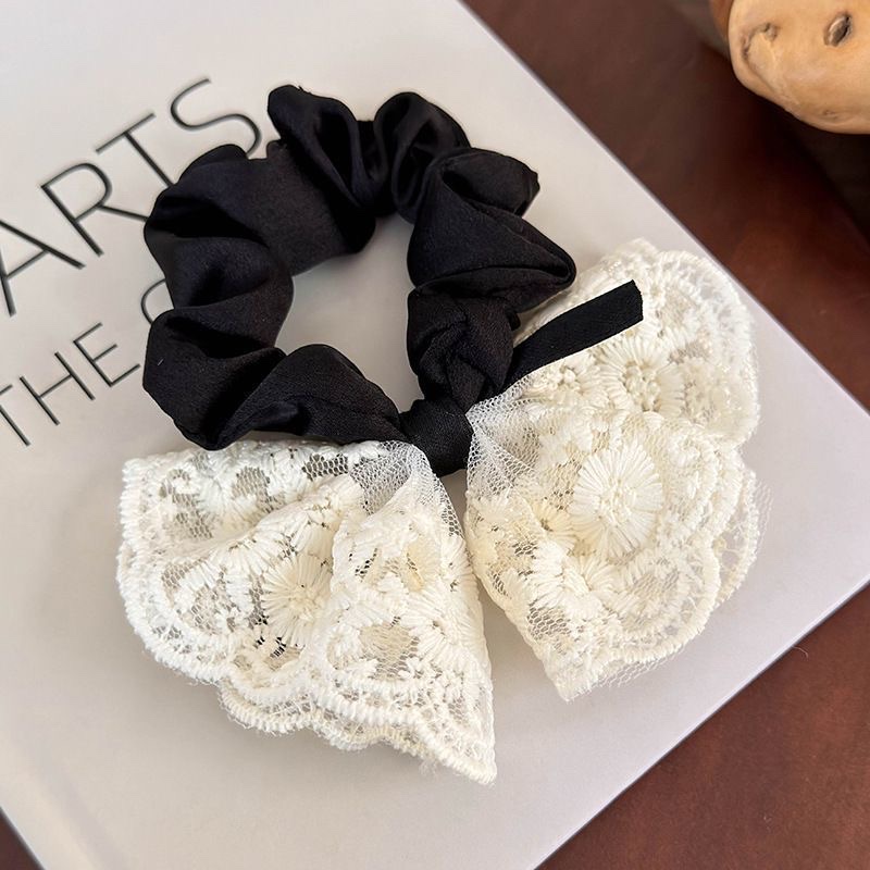 Sweet bow, rich gold hair band, lace, double-layer gentle Korean version, leather band, fashionable embroidery, retro hair tie, elegant style Item Picture
