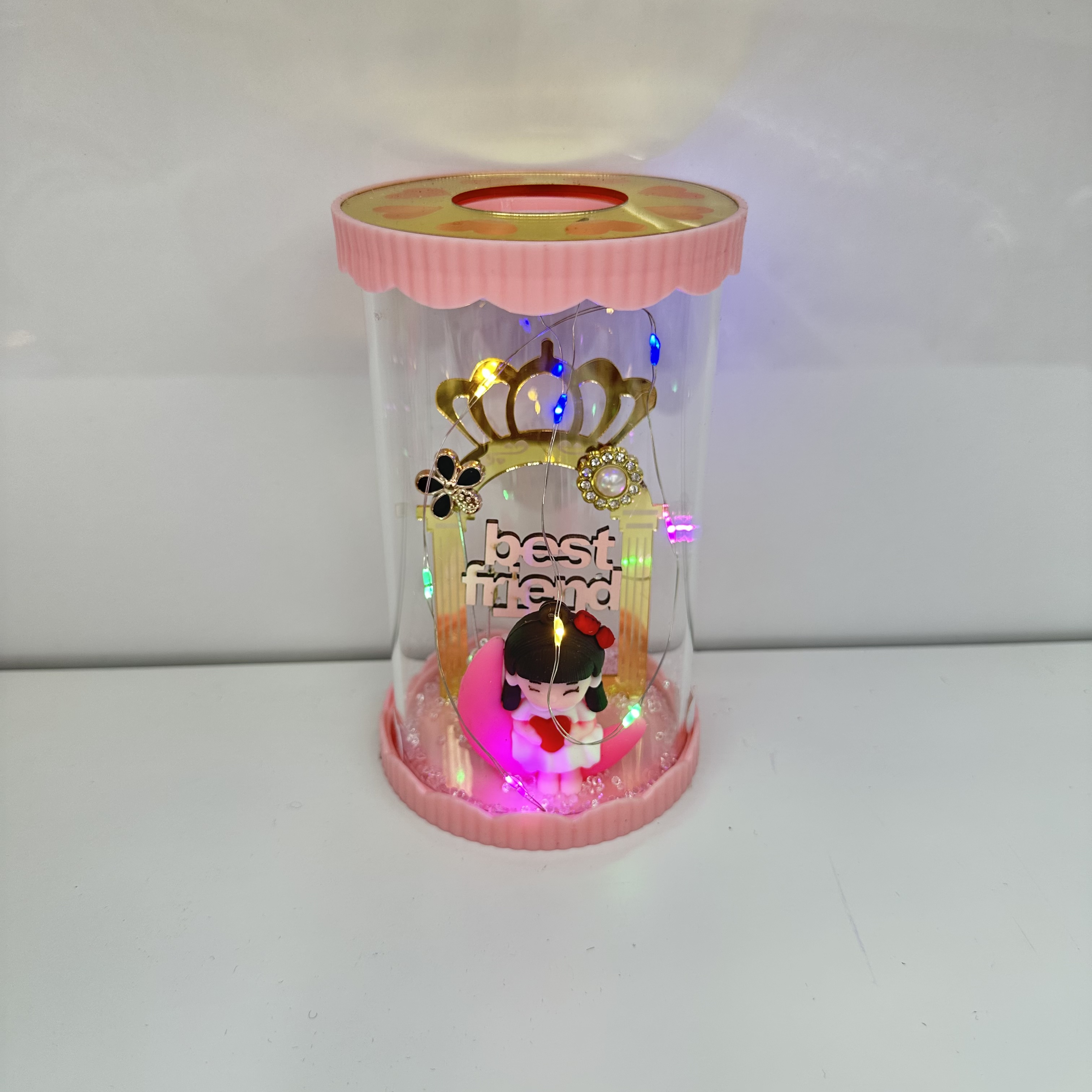 喜马拉雅盐手工玻璃制品 小玻璃瓶木头盖水晶球 精致玻璃工艺品 温馨家居装饰品手工玻璃制品