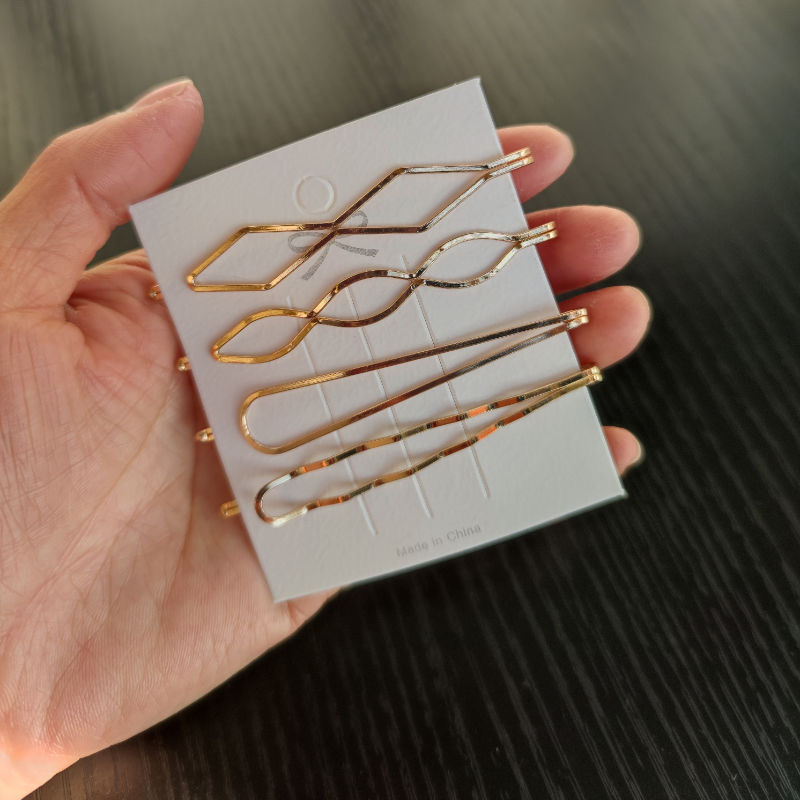 Golden simple one-line clip, popular hair clip, side clip, arc-shaped bangs, broken hair clip, versatile and elegant headwear, hair clip detail image 5