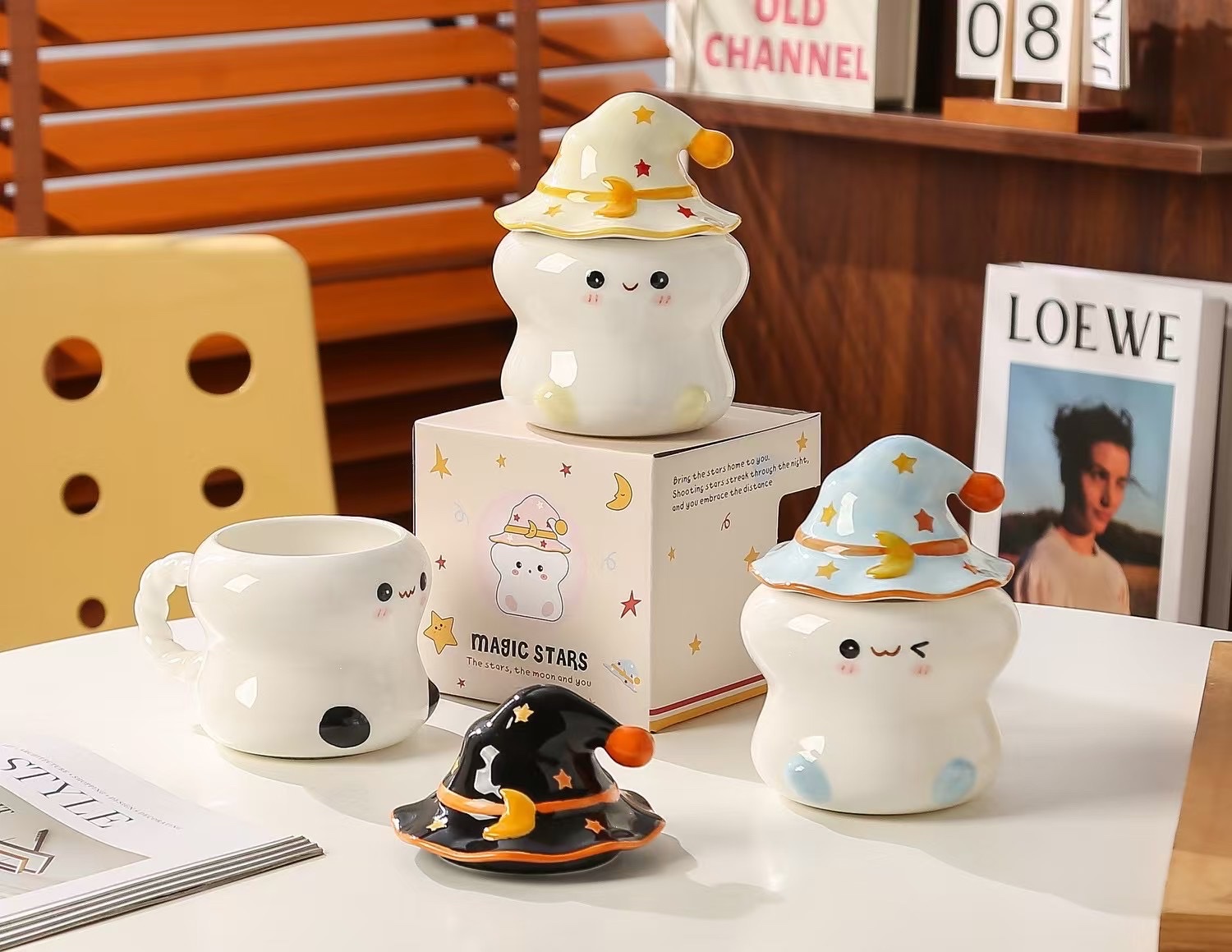 Cute star ceramic water cups, student breakfast cups, tableware, coffee cups, mugs, tea cups and tableware details Picture