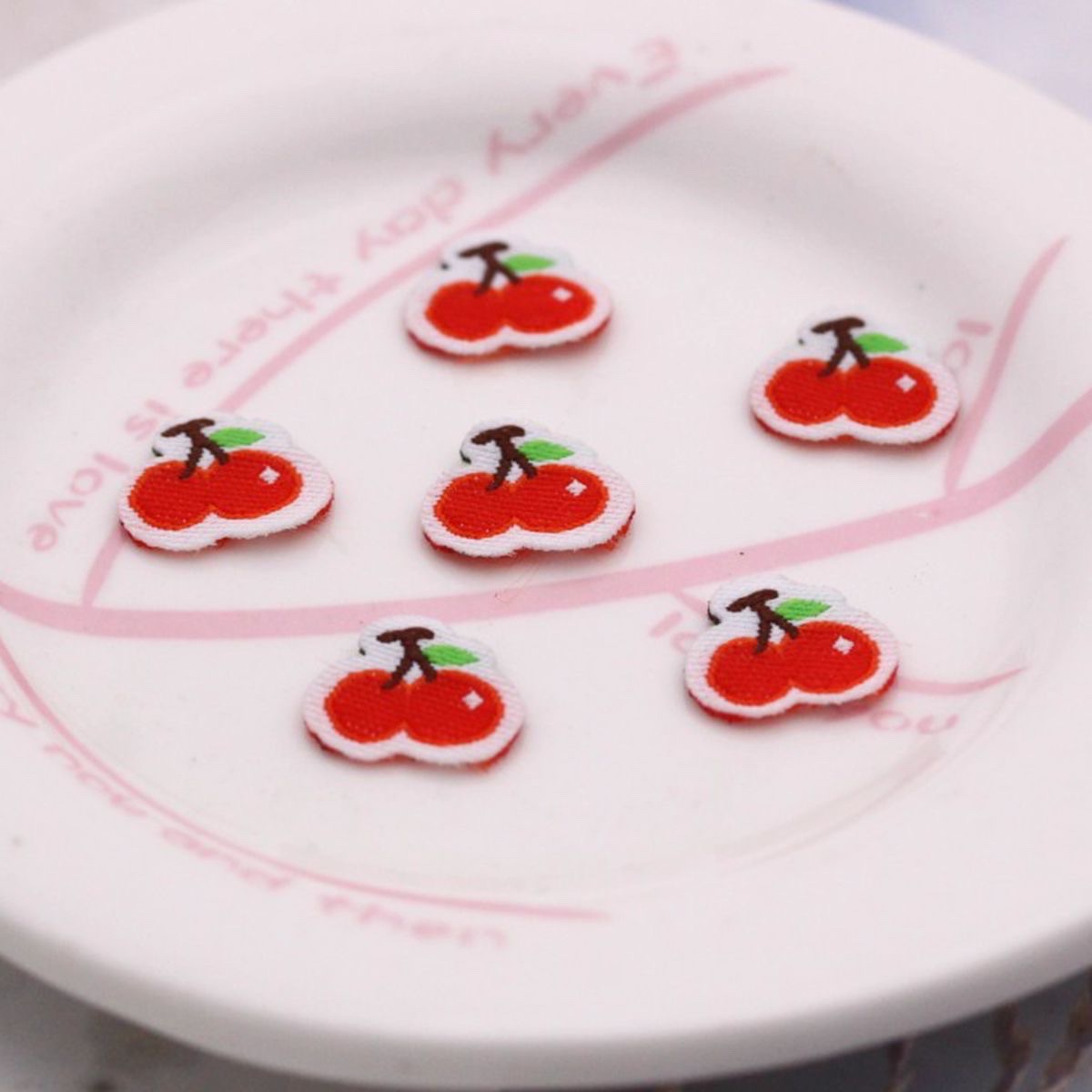 Mini Fruit series Cloth label cherry Apple mushroom patch Small Mini diy hair clip and hair tie accessories details Picture