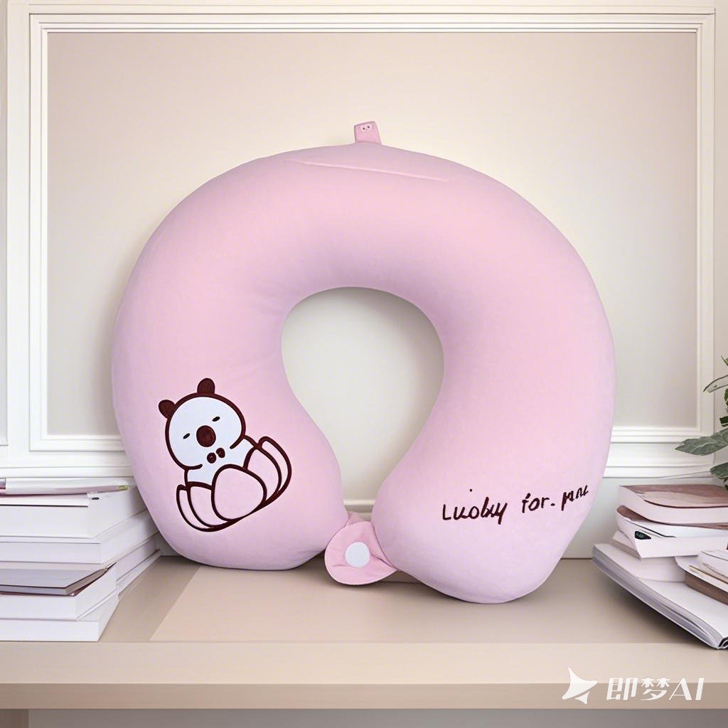 u型枕/充气枕头/颈枕/充气u型枕/护颈枕记忆棉白底实物图