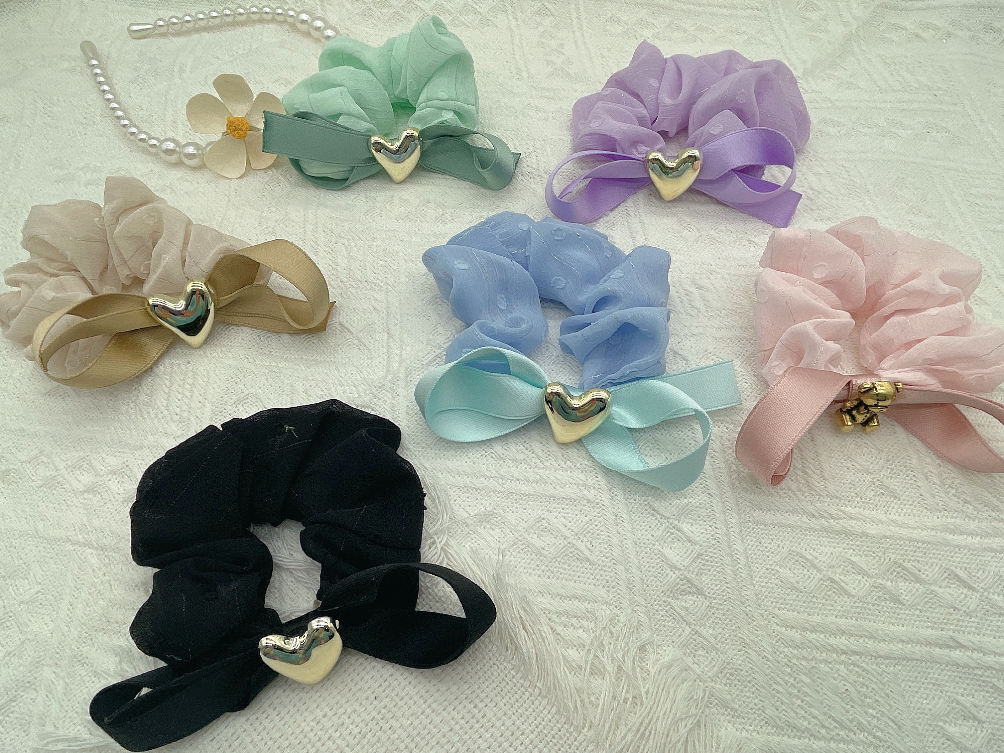 透明蓝手圈发饰女士拼接韩版 头绳发圈时尚简约发饰 美发装饰品女生日常配饰头发圈