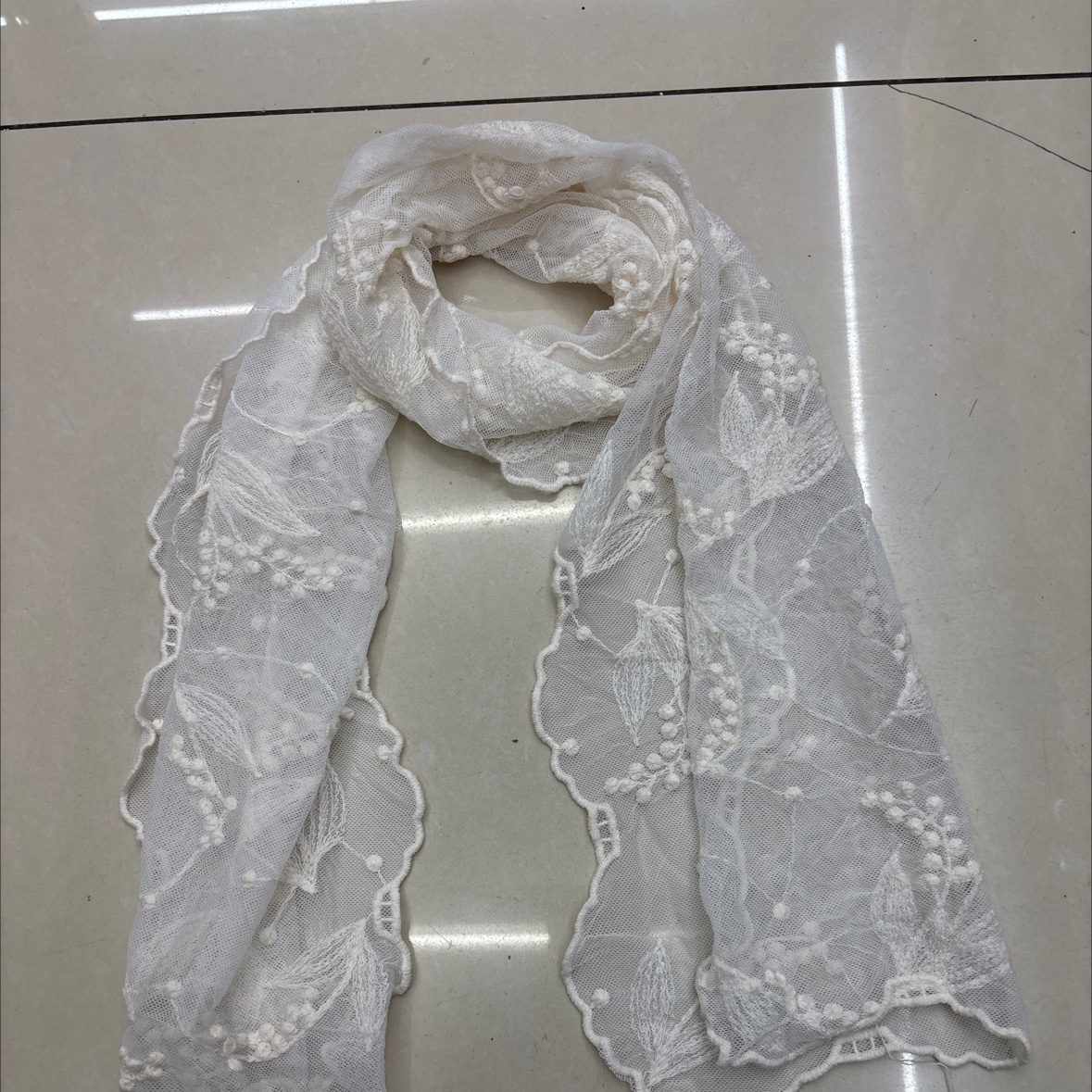 棉线蕾丝绣花长巾 140*34cm 精致工艺 温馨家居装饰品 艺术生活必备品