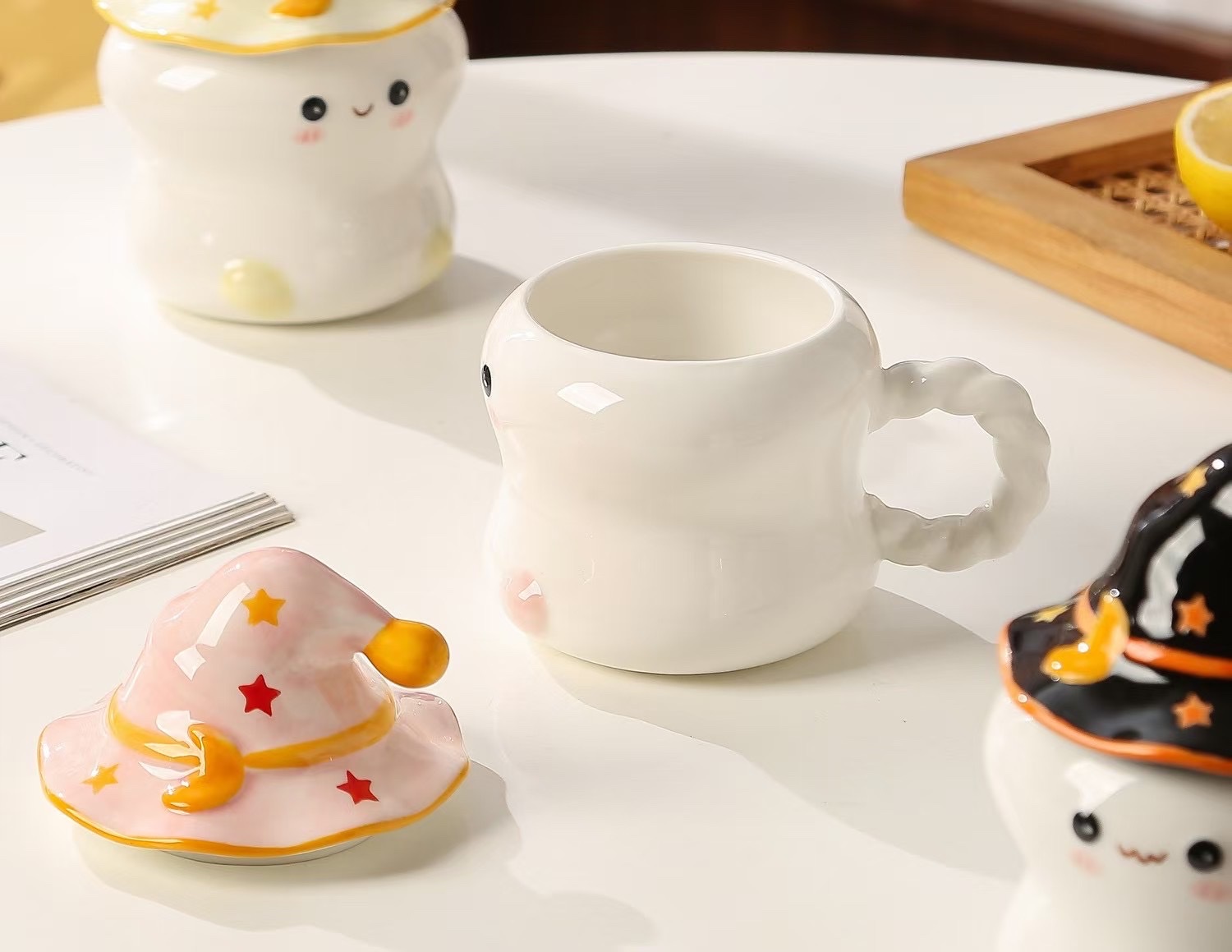 Cute star ceramic water cups, student breakfast cups, tableware, coffee cups, mugs, tea cups and tableware detail image 6