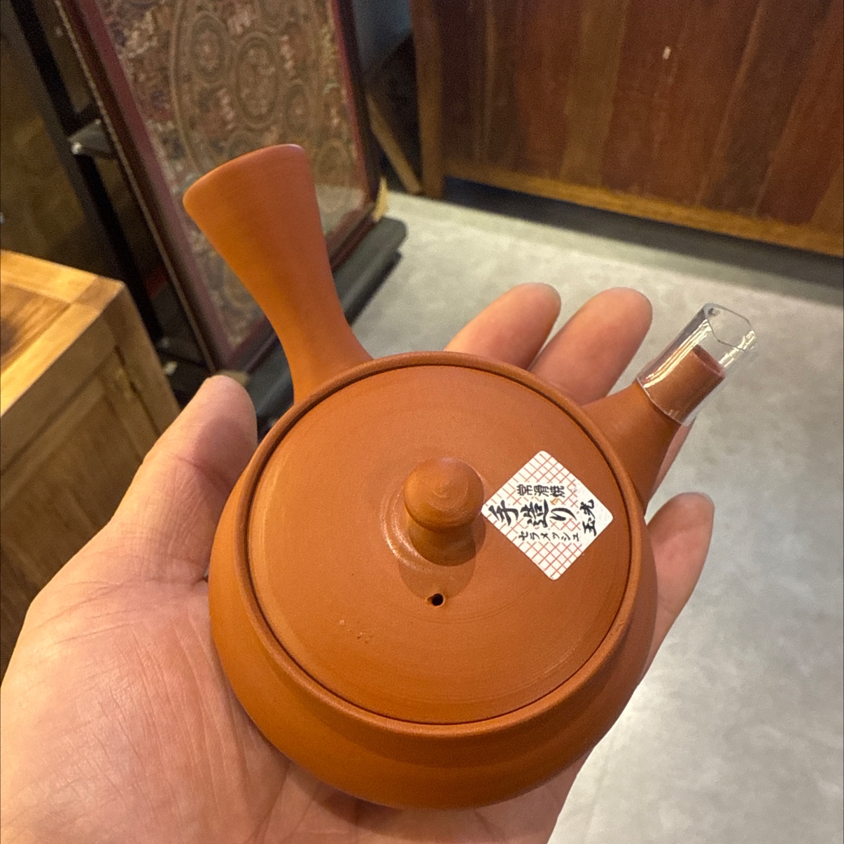 日本常滑烧玉光窑梅原广隆手作 朱泥横手侧把日式泡茶急须壶茶壶茶壶茶壶茶壶产品图