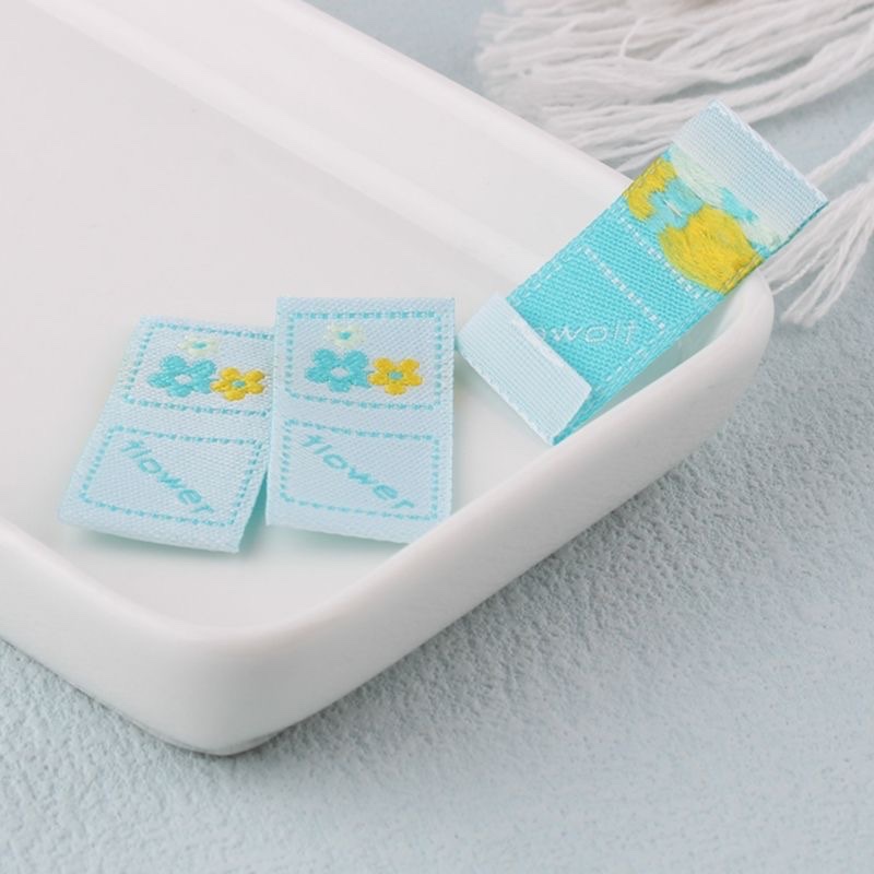 Fresh and delicate floral woven labels, non-fading lace, self-adhesive embroidered fabric stickers, diy scarves, rubber bands, hair clips, accessories, beaded fabric labels, fabric labels, planner materials, Korean style Specification image