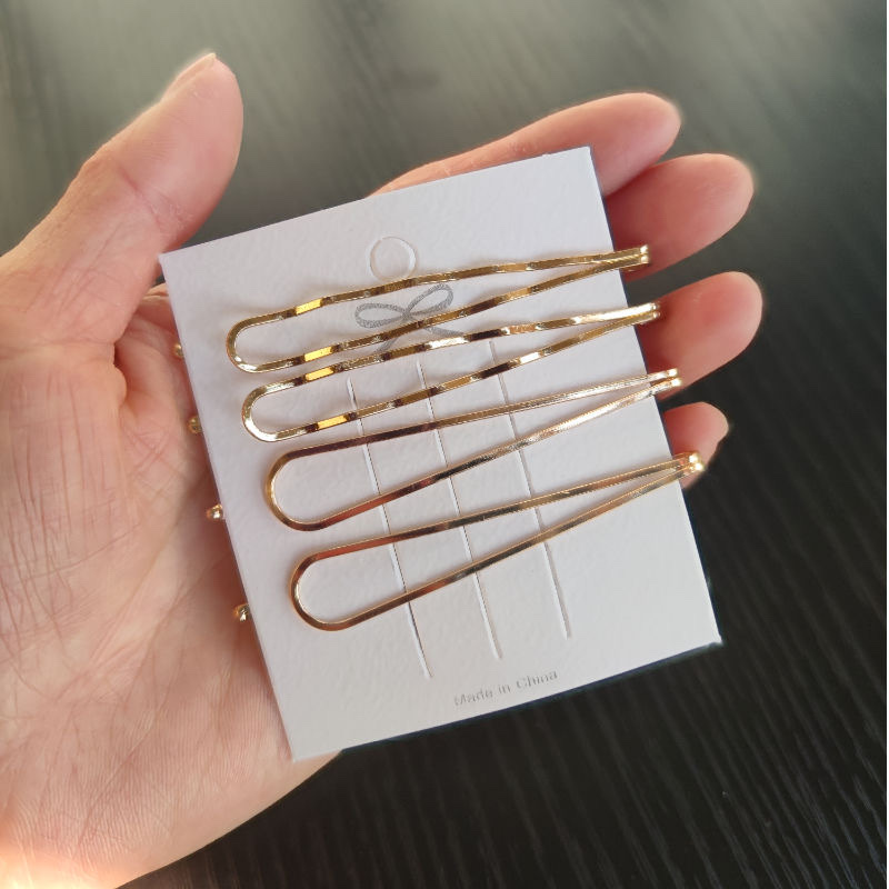 Golden simple one-line clip, popular hair clip, side clip, arc-shaped bangs, broken hair clip, versatile and elegant headwear, hair clip Specification image