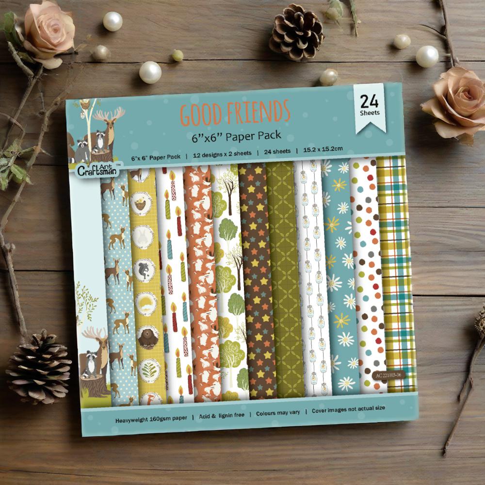 手工制作剪贴薄手账素材 6英寸图案纸 背景纸（好朋友） AC221003