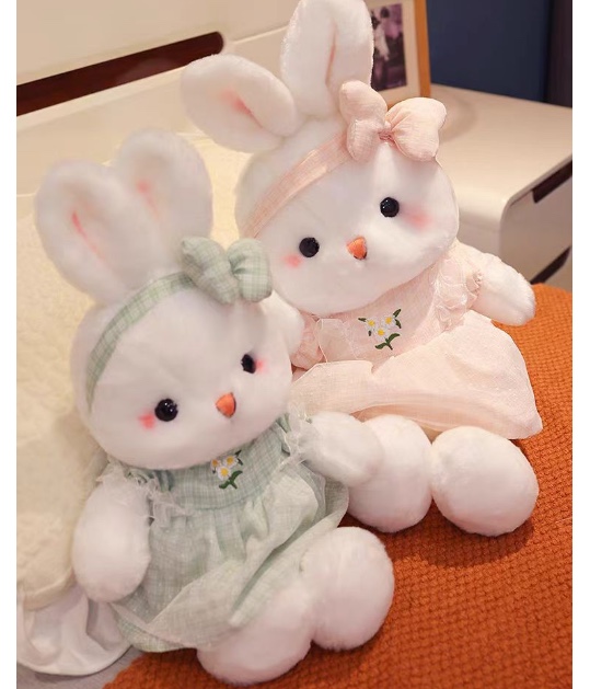 Rabbit plush toy figurines, cute dolls, soft plush pillows, gifts, safe and environmentally friendly materials, suitable for children Specification image
