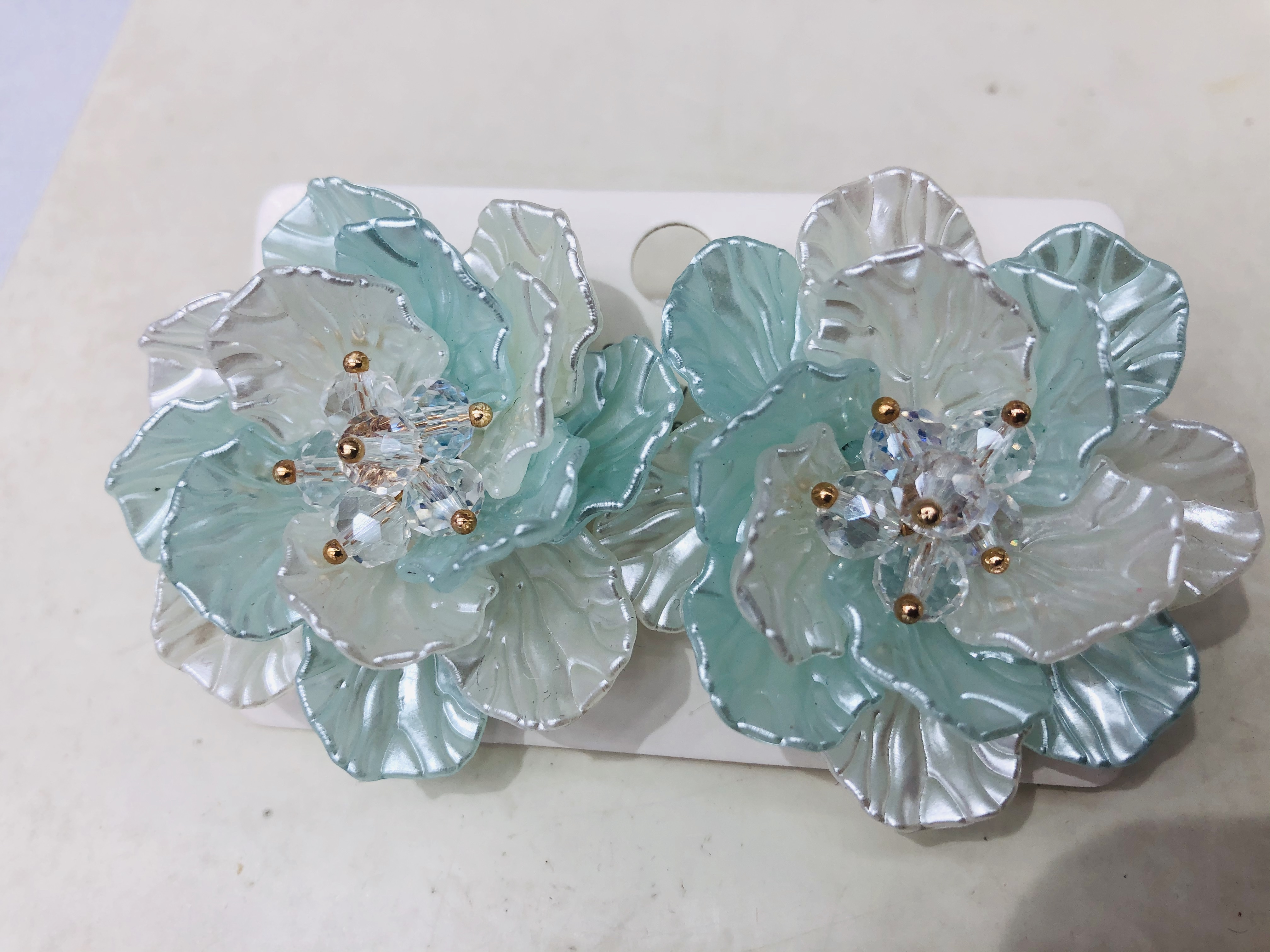 耳钉 不锈钢耳饰 高级感饰品 简约耳钉 时尚耳饰耐磨耐腐蚀饰品古风珠光多层牡丹山茶花耳钉diy水晶手作详情图3