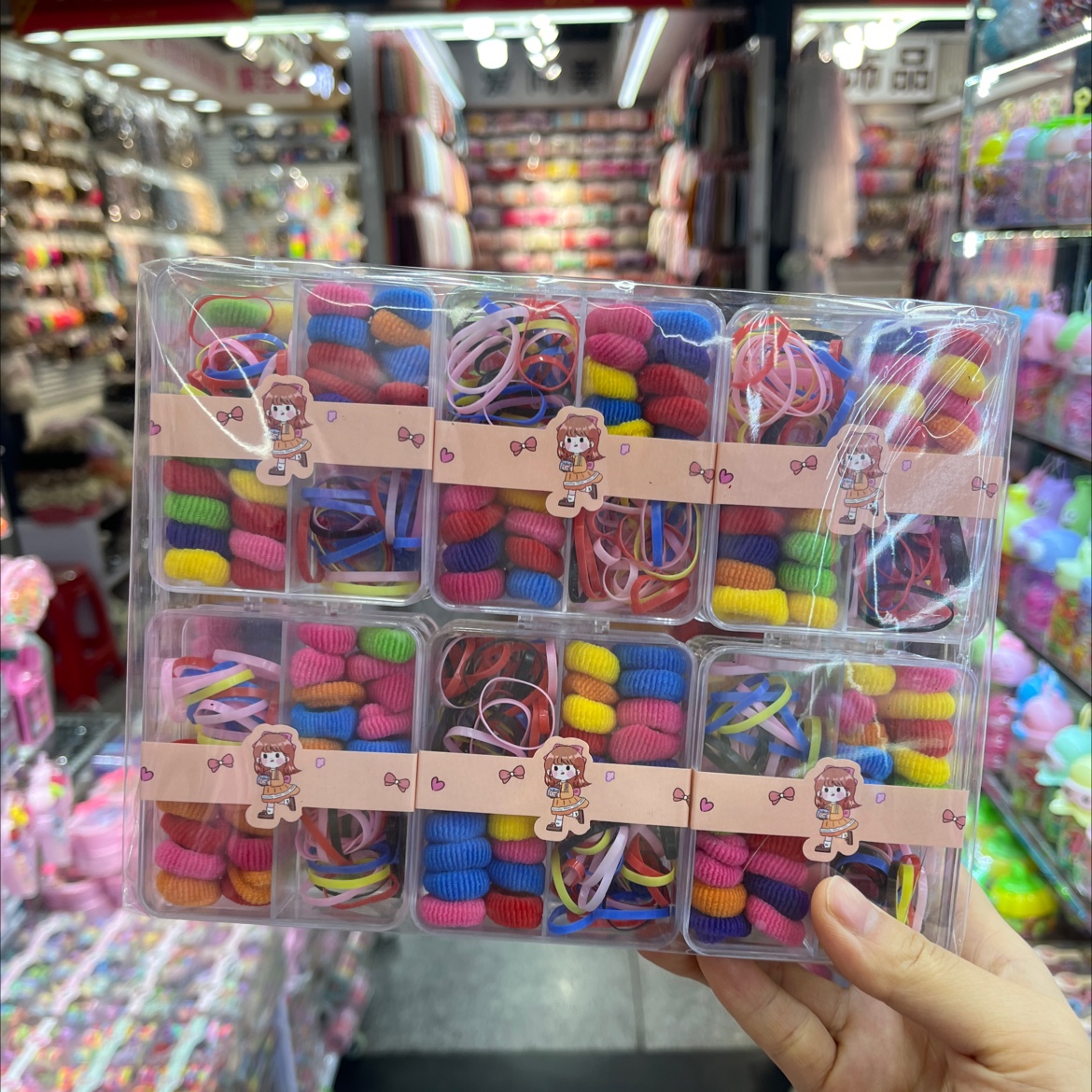 Children's summer cute hair clips and hair accessories, girls' summer trendy hair clips, exquisite ring set box included details Picture