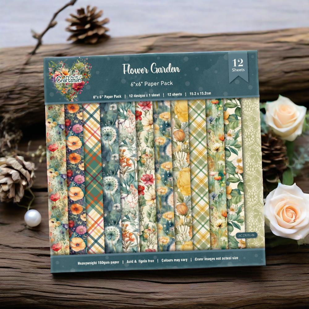 6 inch paper pack -Planners/ Scrapbooks /Cards / Journals / Photo Album DIY craft materials - (Flower Garden) 12sheets  AC230701-06 full figure