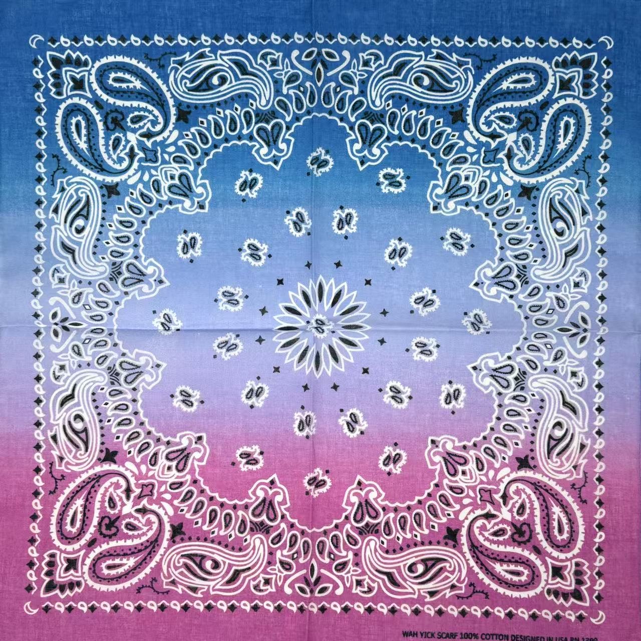 全棉扎染印花头巾，纯棉印花嘻哈潮流方巾，户外骑行防晒面罩方巾细节图