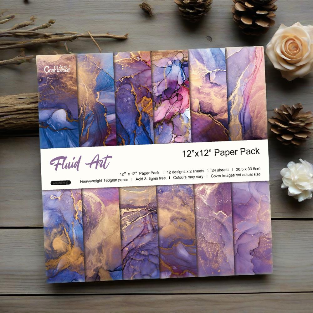 12inch paper pack - Planners/ Scrapbooks /Cards / Journals / Photo Album DIY craft materials - Fluid Art - 24 sheets  AC230310-12 full figure