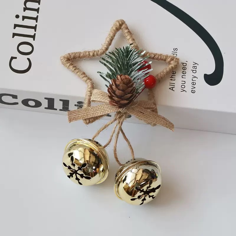 亚马逊爆款雪花铃铛圣诞节装饰挂件蝴蝶结五角星铃铛大厅布置家居圣诞树挂件烤漆铃详情图2