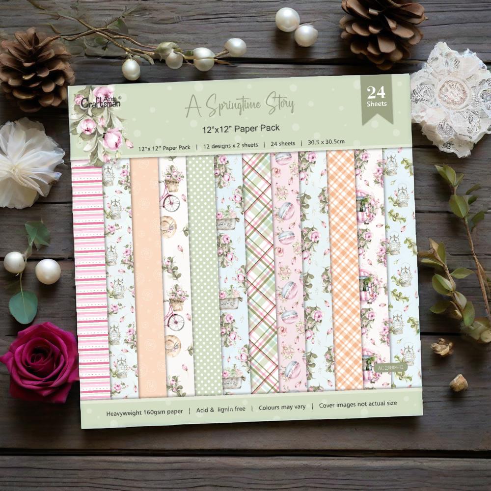DIY handmade Scrapbook planner material: 12-inch pattern paper background paper (Spring Story)24 sheets AC230306 full figure