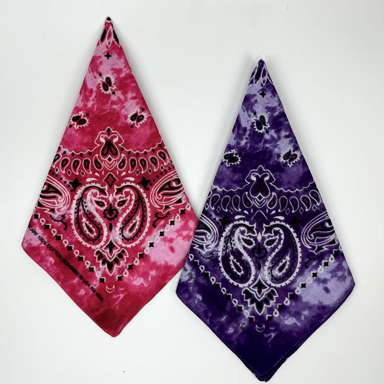 全棉扎染印花头巾，纯棉印花嘻哈潮流方巾，户外骑行防晒面罩方巾详情图3