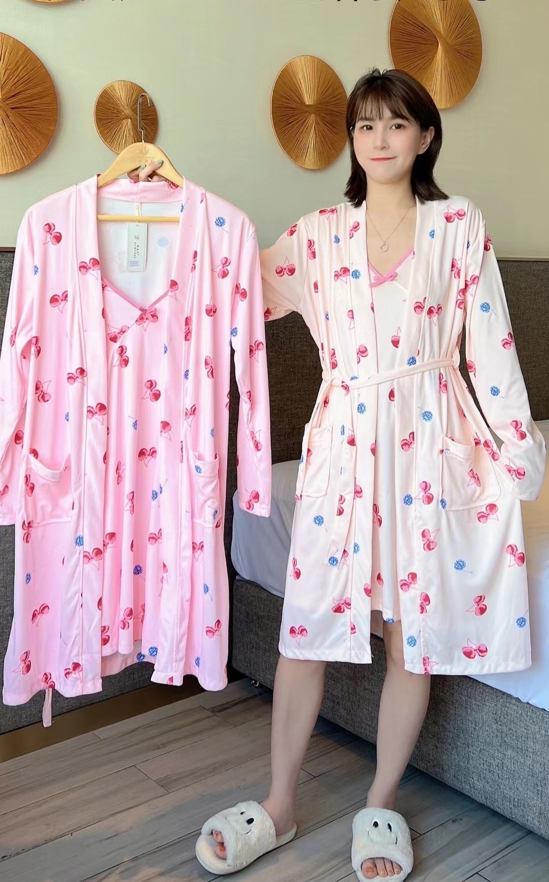 Factory direct sales of new milk silk-screen printed short-sleeved double-pocket skirts, pajamas and home wear for women