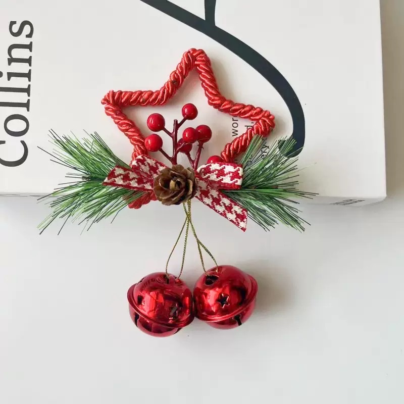 亚马逊爆款雪花铃铛圣诞节装饰挂件蝴蝶结五角星铃铛大厅布置家居圣诞树挂件烤漆铃详情图3