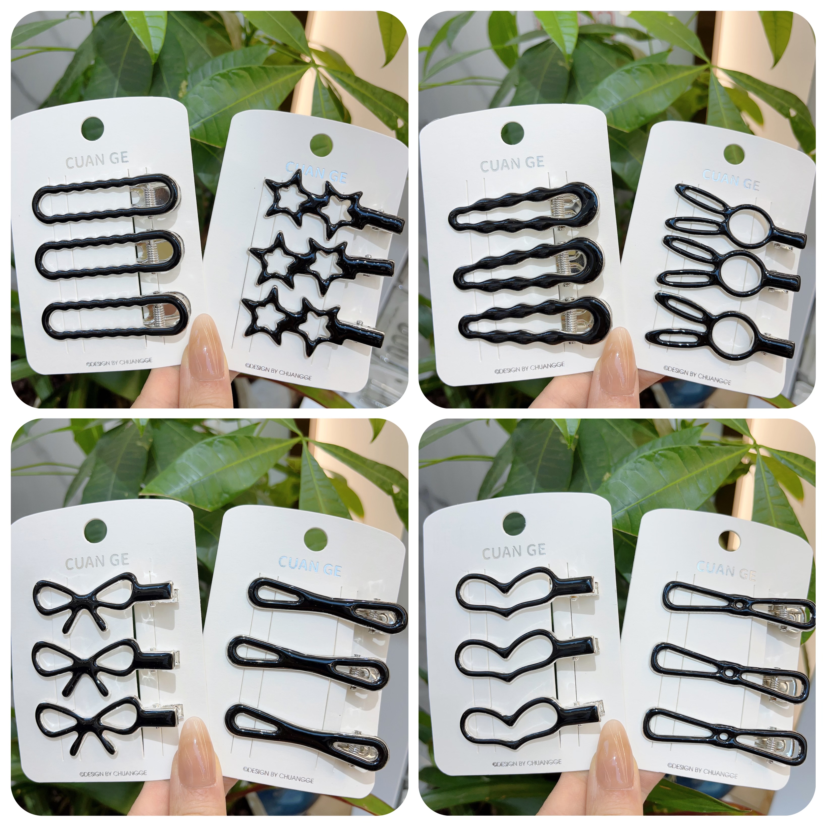 Black duckbill hair clip, 2025 new high-end one-line clip, side clip, bangs, metal hair clip headpiece details Picture