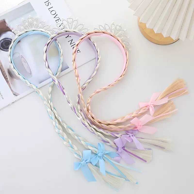 蓝色雪花假发辫子发箍儿童爱莎公主发卡冰雪奇缘皇冠头箍节日头饰