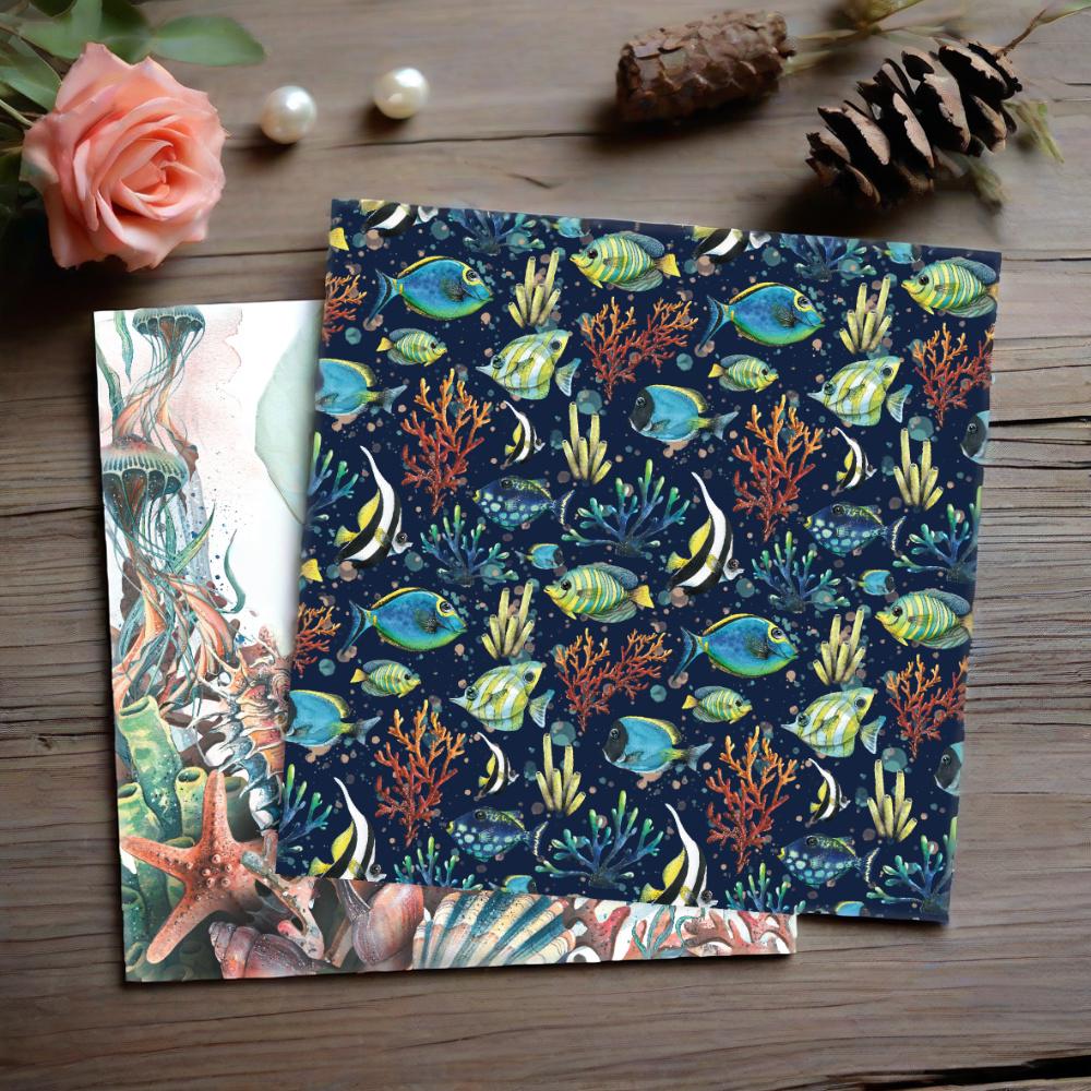 Hand-Made Scrapbook Ledger Material 6-Inch Patterned Paper Background Paper (Underwater World)12 Sheets Ac230303 details Picture