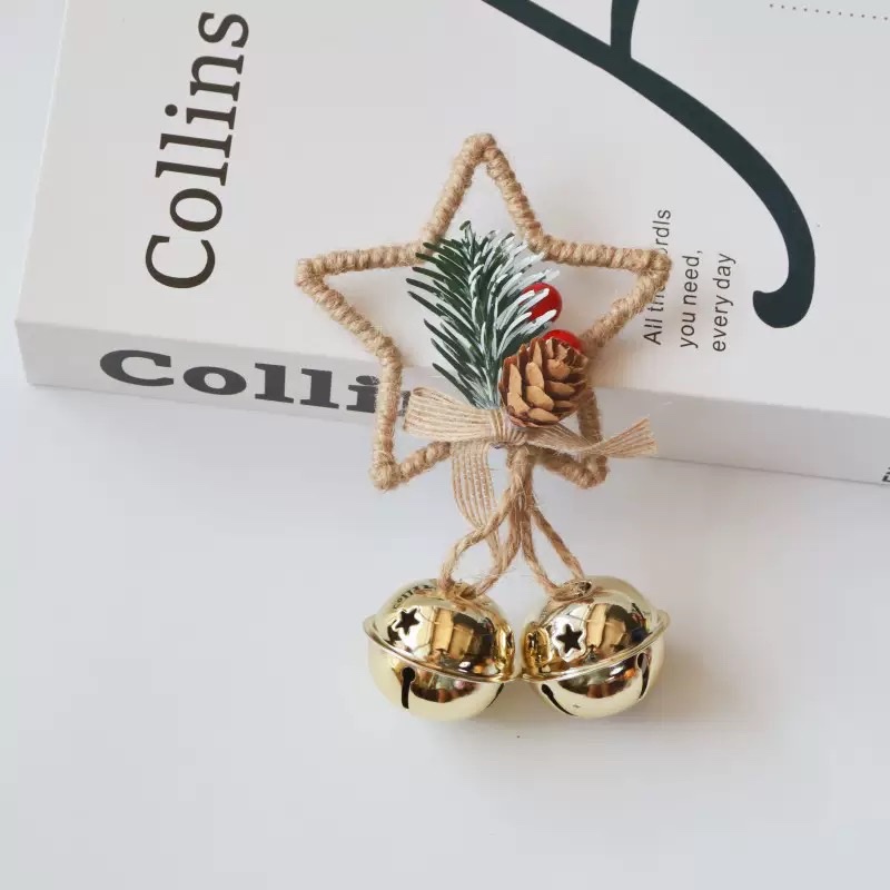亚马逊爆款雪花铃铛圣诞节装饰挂件蝴蝶结五角星铃铛大厅布置家居圣诞树挂件烤漆铃详情图5
