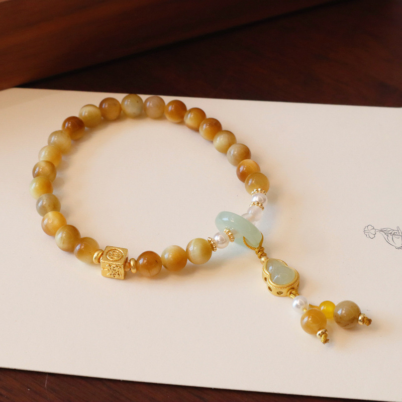 天然金虎眼石碧玺手串新中式国潮和田玉葫芦吊坠新中式招米米手串 