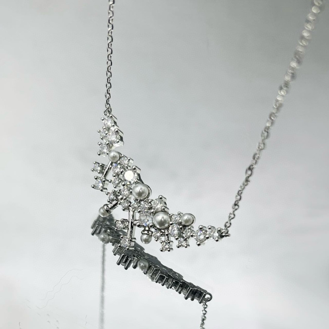 中东合金吊坠天然珍珠链条女款拼接气质项链 珍珠项链饰品 优雅时尚首饰礼物详情图2