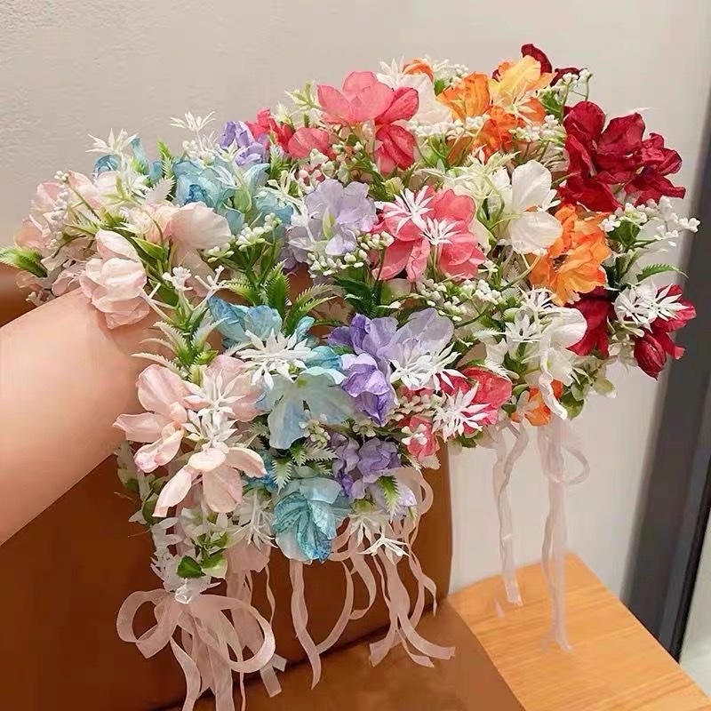 森系仙女花环藤蔓花朵头饰氛围感生日拍照道具装饰配饰网红发箍