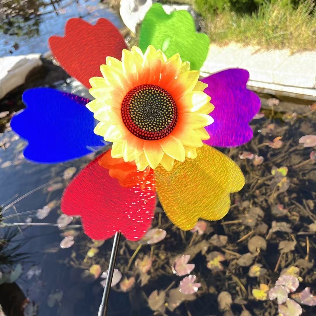 纯色风车/风车/可拆卸小喇叭/风车玩具/风车塑料杆产品图