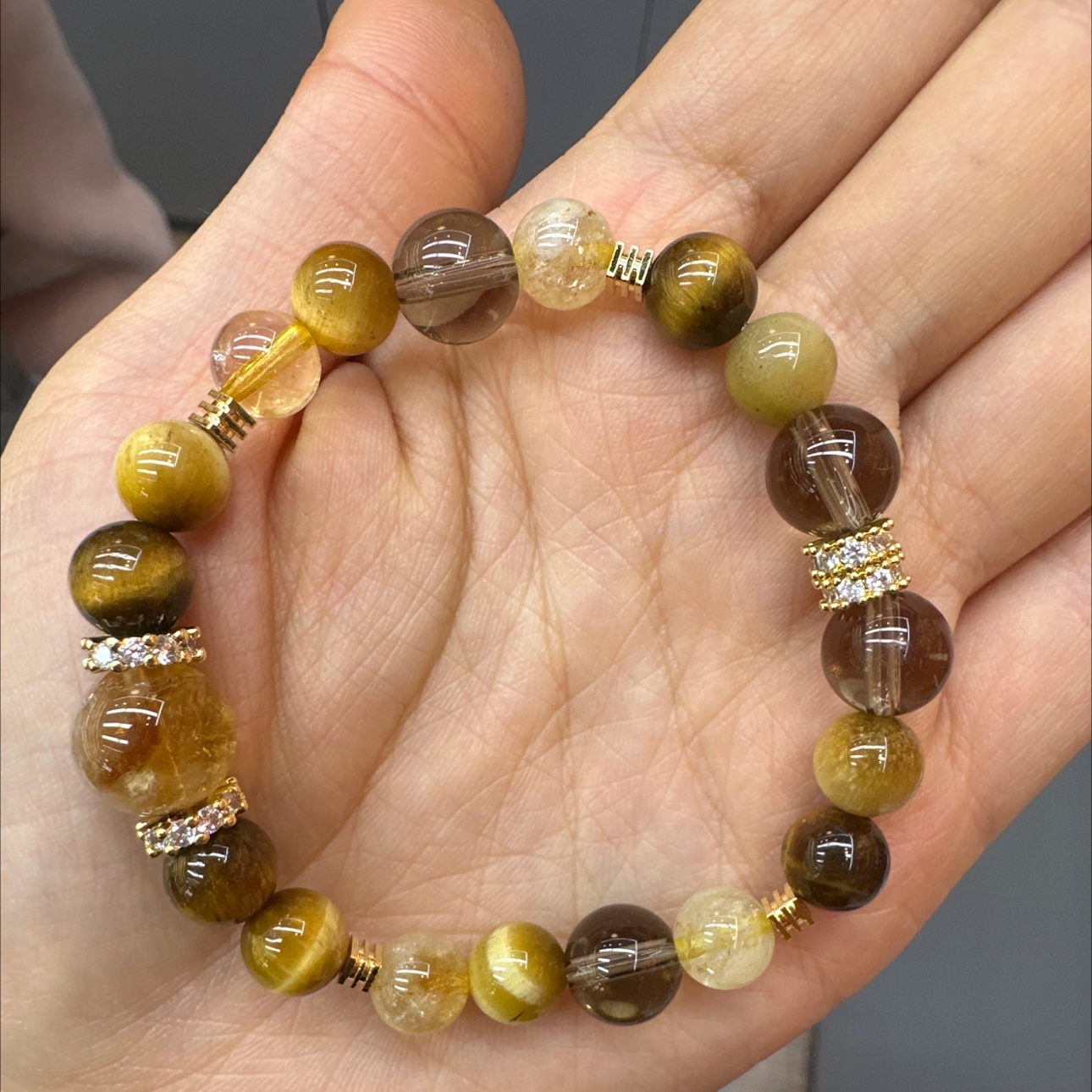 金虎眼黄塔晶金霸手链水晶手链饰品水晶手链图