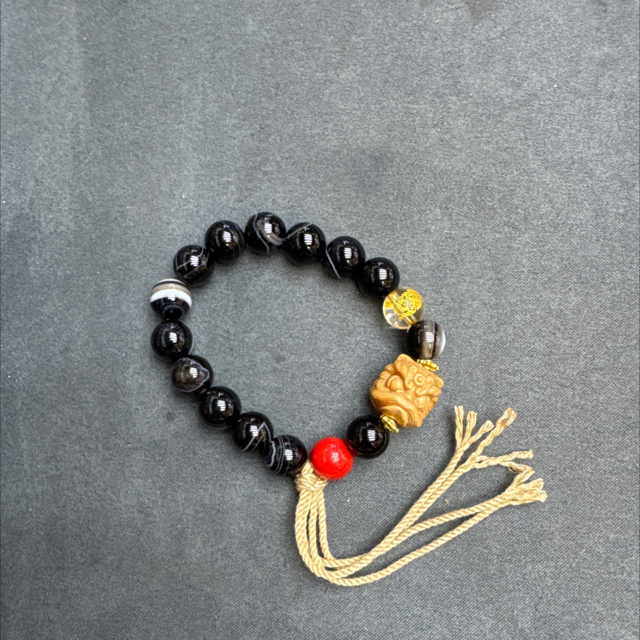 新款原创手串，8mm芭比檀搭配金星沉通知，沉香木雕刻 多样性手串手链 古风木质手链详情图1