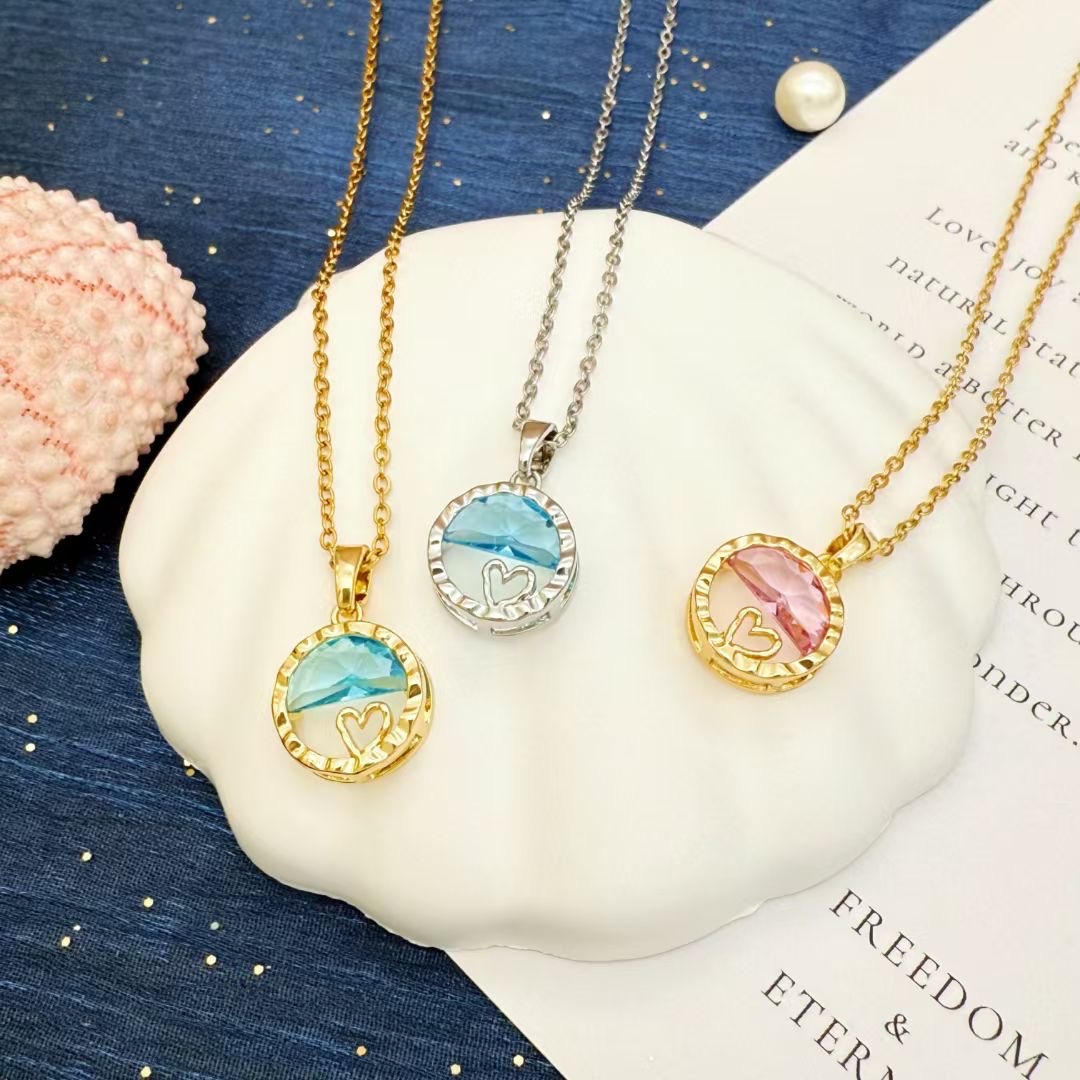 流行饰品，铜吊坠彩色水晶、铜项链条女款、拼接气质项链 ，水晶项链优雅、时尚、首饰礼品项链珍珠项链中东合金吊坠天然珍珠链珍详情图4