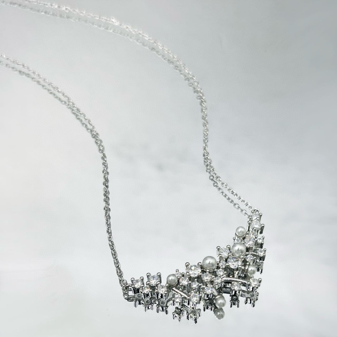 中东合金吊坠天然珍珠链条女款拼接气质项链 珍珠项链饰品 优雅时尚首饰礼物