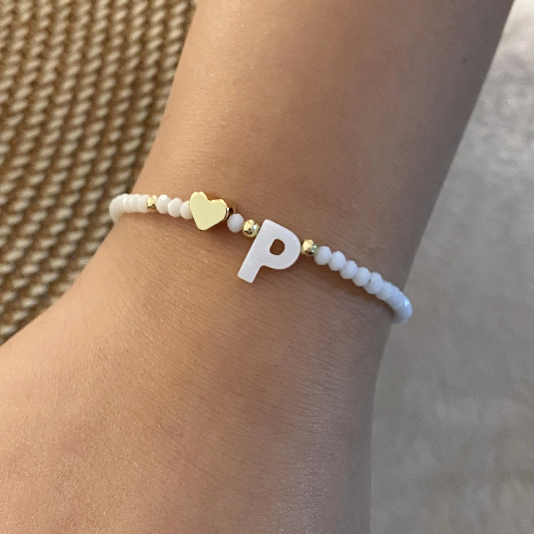 European and American cross-border English 26-letter shell beaded bracelet necklace, metal heart design sense bracelet, Amazon detail image 19
