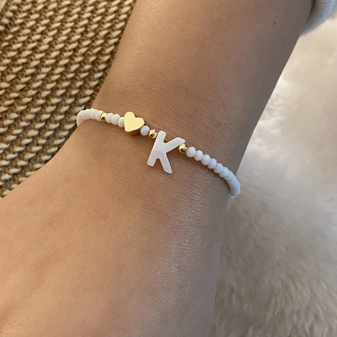 European and American cross-border English 26-letter shell beaded bracelet necklace, metal heart design sense bracelet, Amazon detail image 15