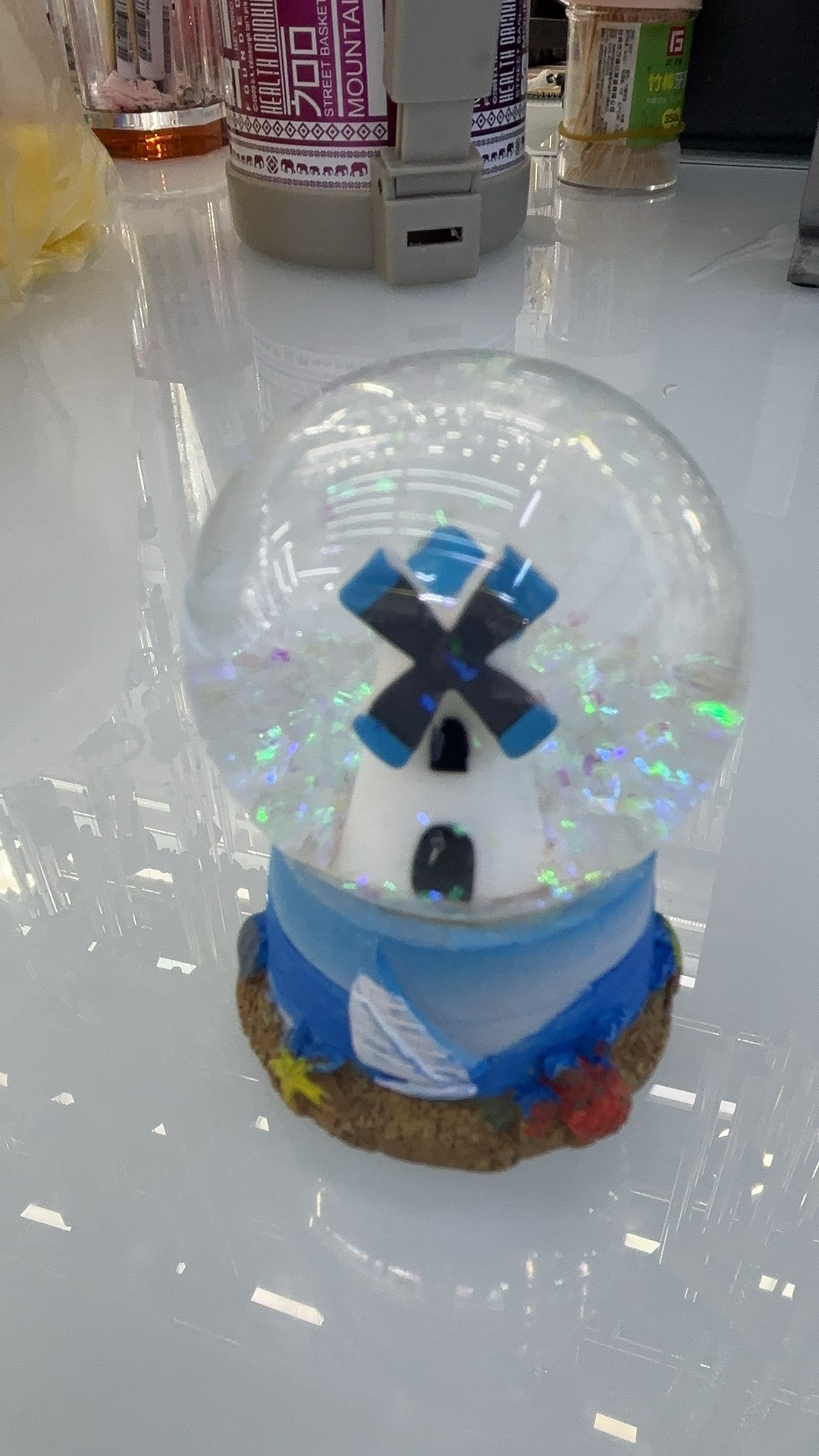 喜马拉雅盐水晶球手工玻璃制品 小玻璃瓶木头盖装饰 玻璃工艺品精致典雅家居摆设