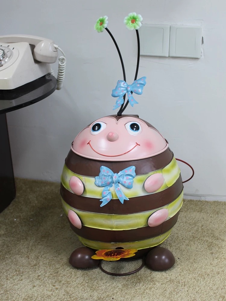 花园铁艺动物垃圾桶工艺品