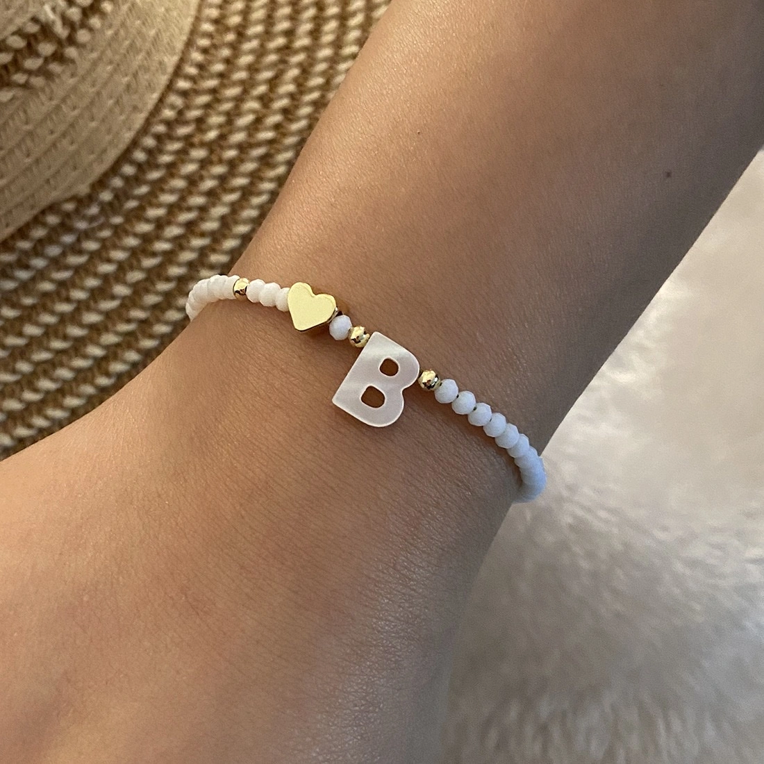 European and American cross-border English 26-letter shell beaded bracelet necklace, metal heart design sense bracelet, Amazon detail image 10