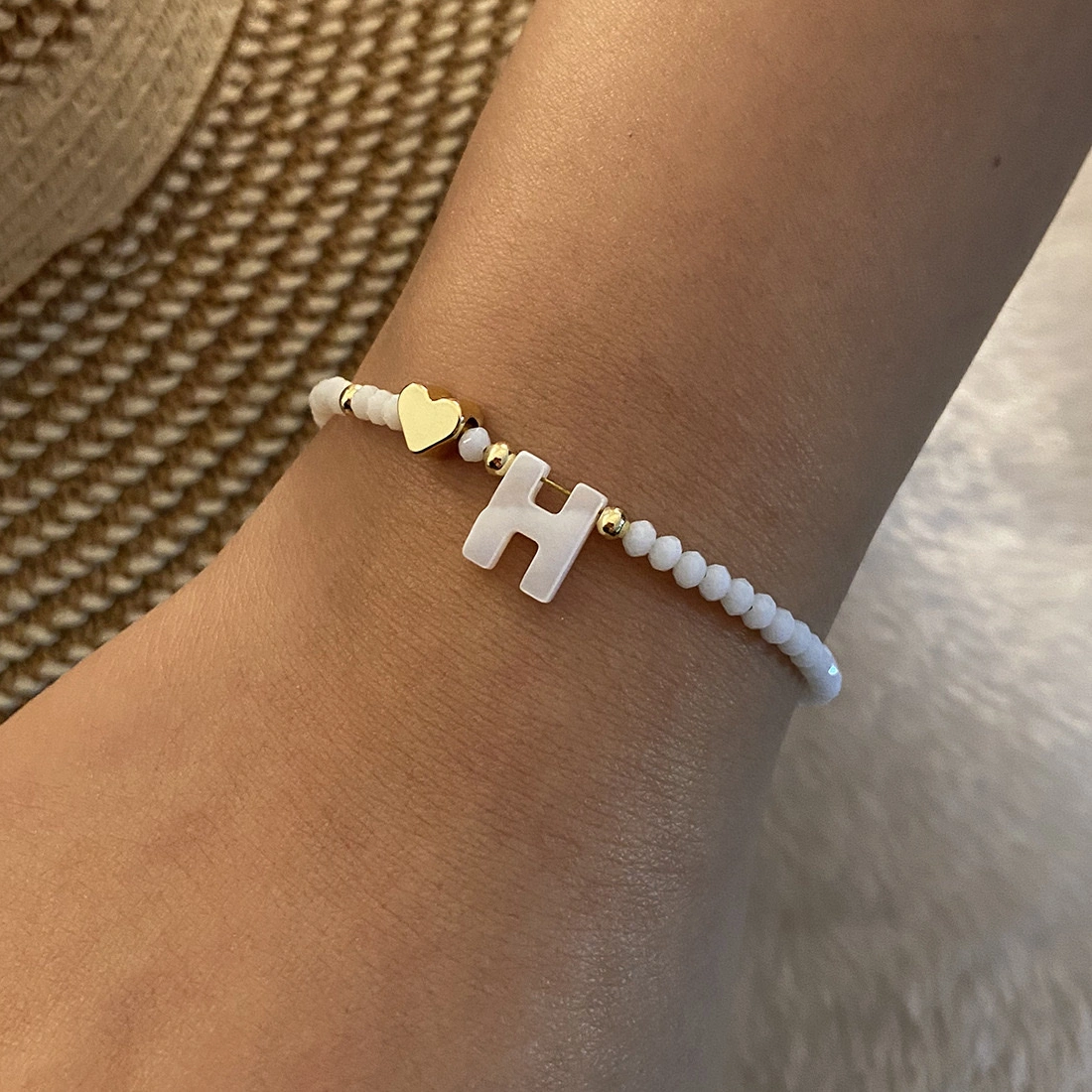 European and American cross-border English 26-letter shell beaded bracelet necklace, metal heart design sense bracelet, Amazon detail image 14