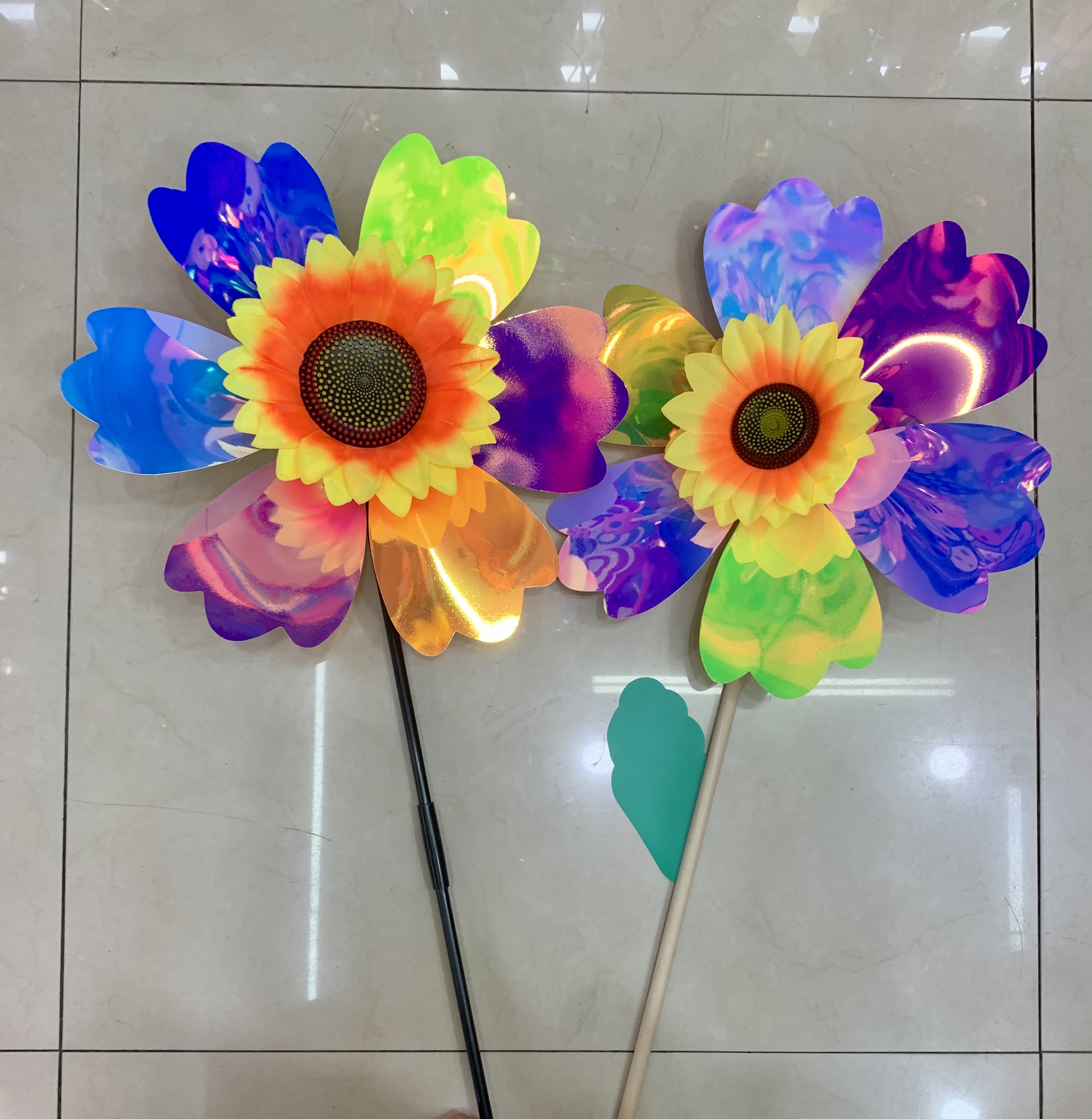 单层亮片风车彩膜炫彩风车儿童玩具景区装饰双佳玩具