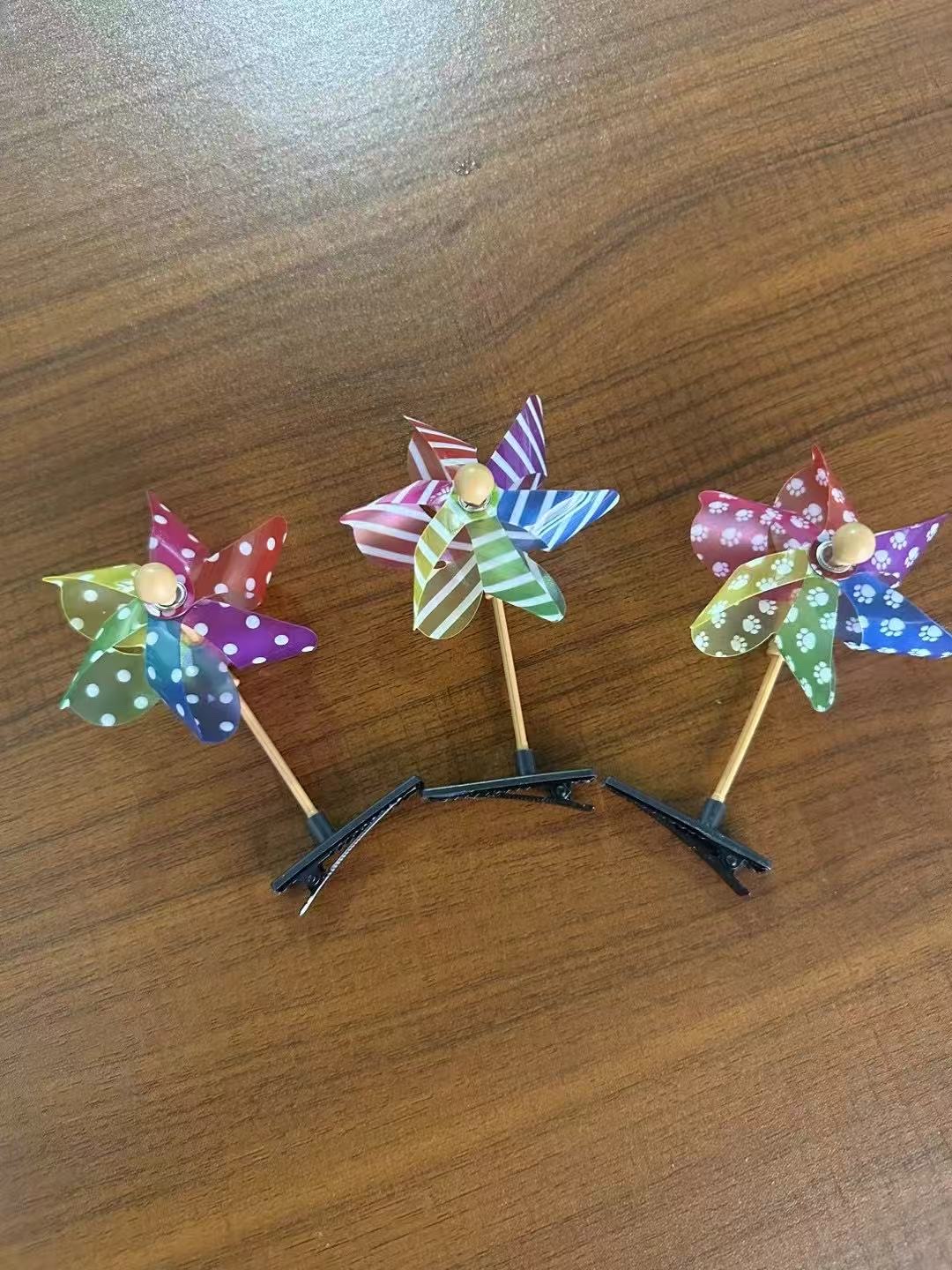 纯色风车/风车/可拆卸小喇叭/风车玩具/风车塑料杆产品图