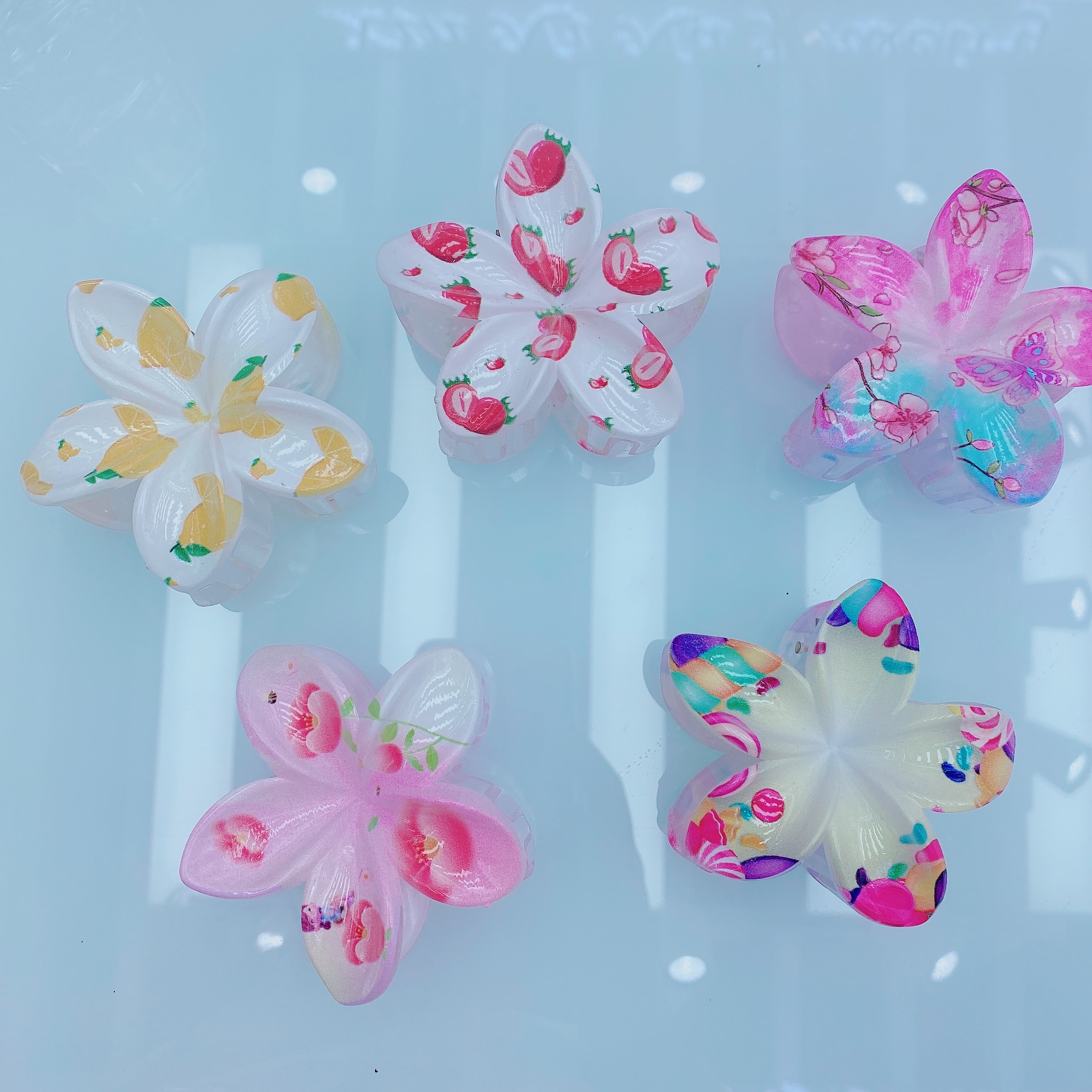 印花水果设计发饰头饰发夹抓夹 优雅女士头发装饰品 时尚简约持久固定不伤发质