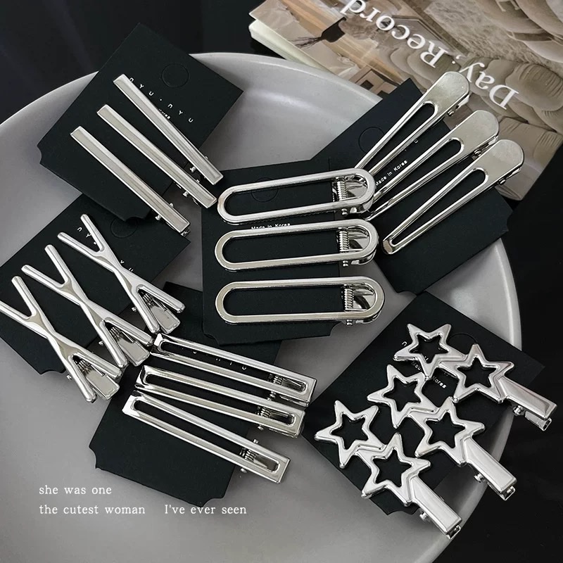 银色金属发夹女侧边夹水滴夹头饰化妆发卡前额刘海夹子鸭嘴夹发饰头饰