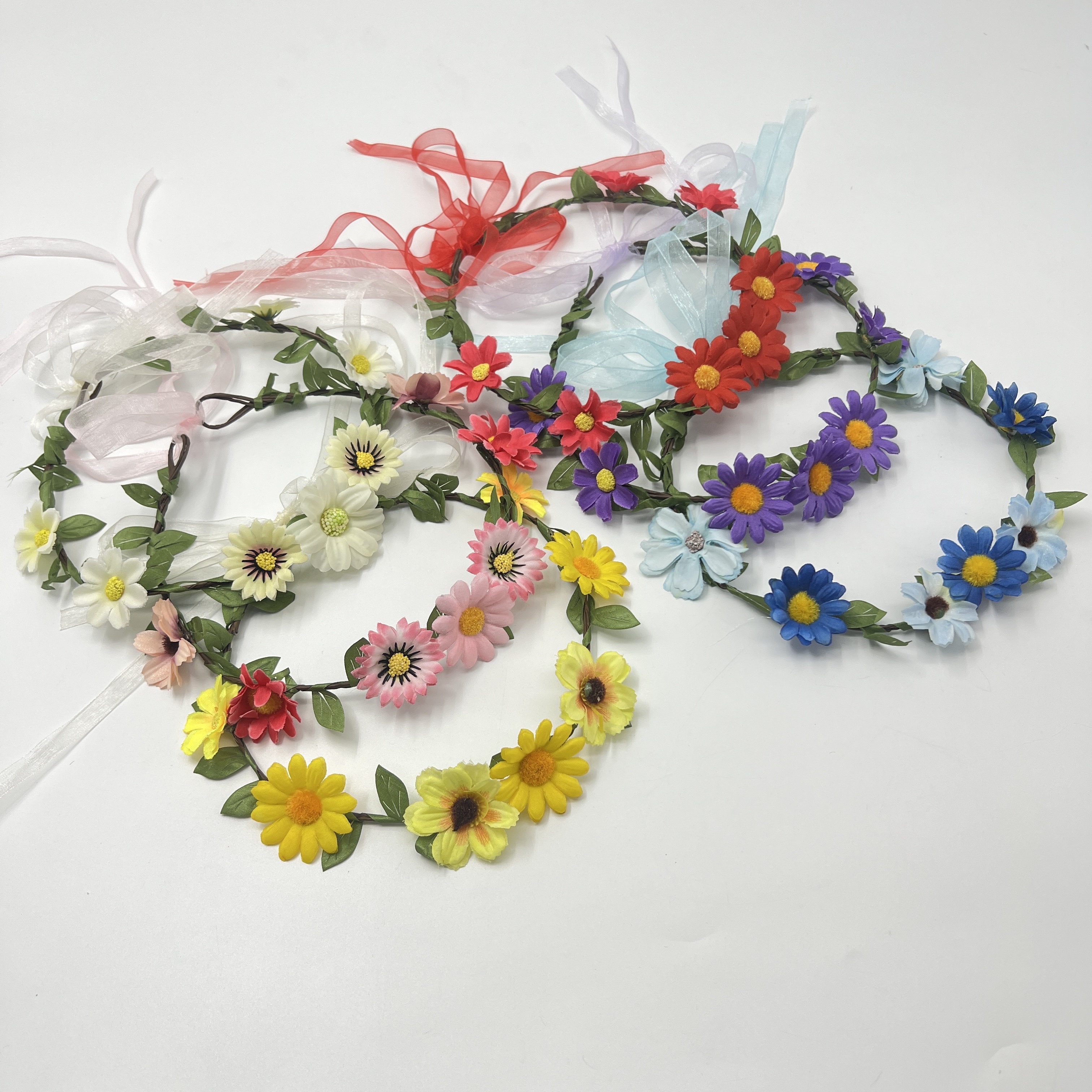 2025 Yiwu Flower Ring Factory, best-selling items in Scenic Spots, colorful flower rings, more new products. Come to the store to see bride headwear detail image 10