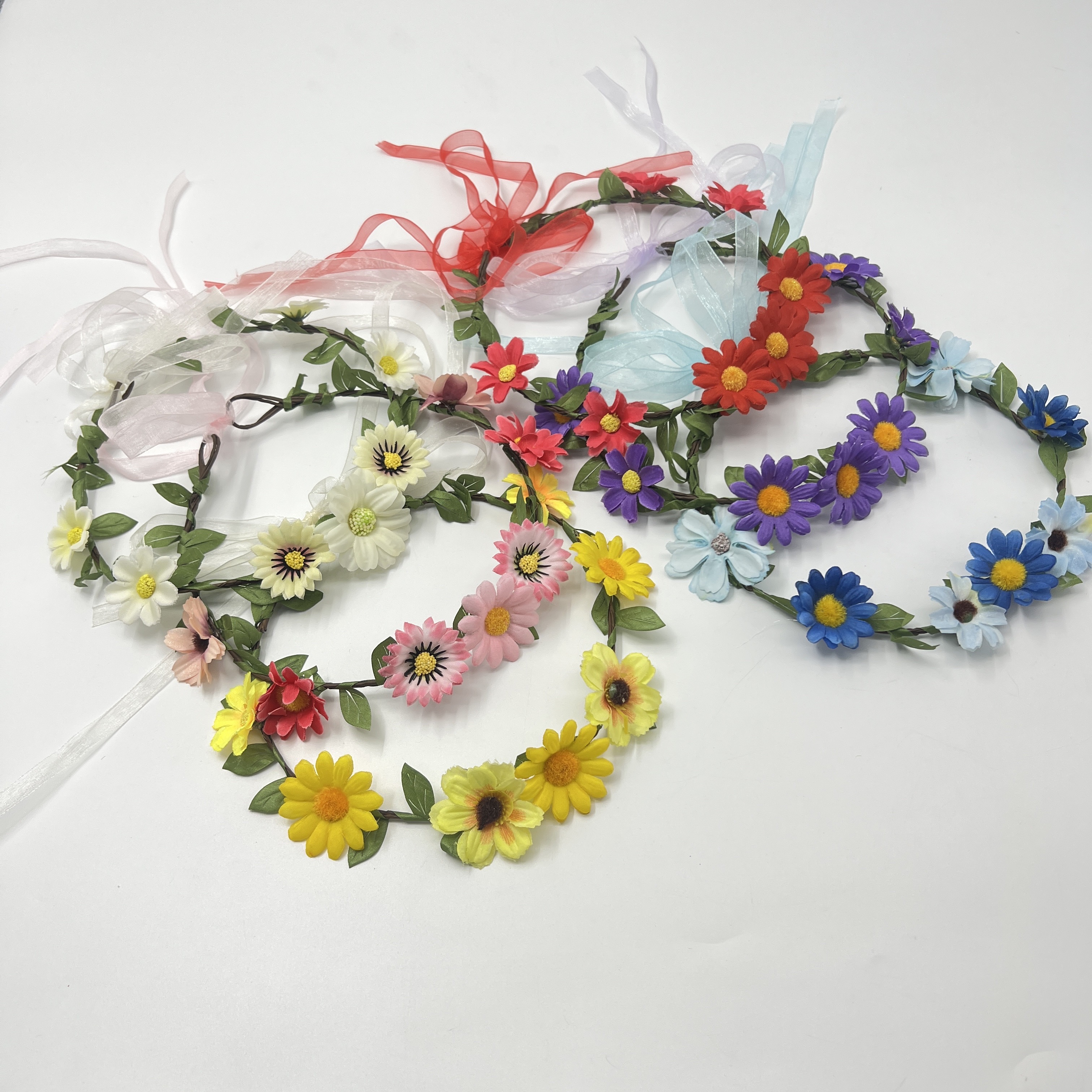 2025 Yiwu Flower Ring Factory, best-selling items in Scenic Spots, colorful flower rings, more new products. Come to the store to see bride headwear detail image 9