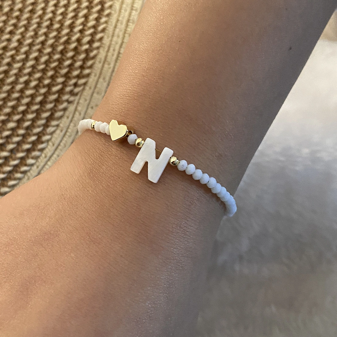 European and American cross-border English 26-letter shell beaded bracelet necklace, metal heart design sense bracelet, Amazon detail image 18