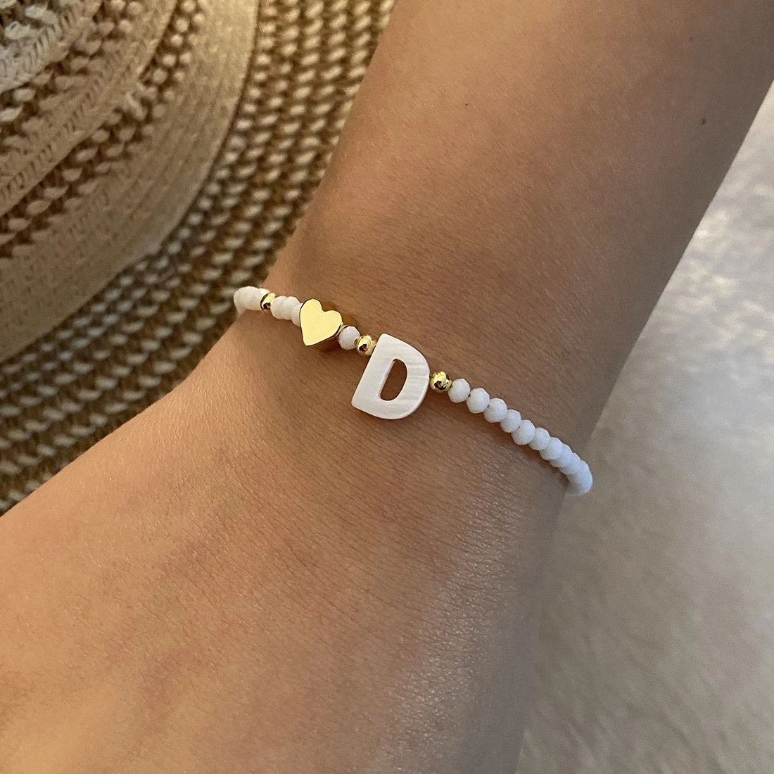 European and American cross-border English 26-letter shell beaded bracelet necklace, metal heart design sense bracelet, Amazon detail image 12